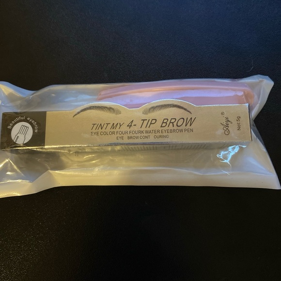 TINT MY 4-TIP BROW Liquid Brow Pen Waterproof Microblading Fork Tip BROWN - Picture 1 of 1